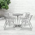 Flash Furniture 23.5 Round Aluminum Indoor-Outdoor Table Set with 4 Slat Back Chairs