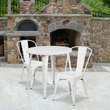 Flash Furniture 30-inch Round Metal Indoor-Outdoor Table Set White