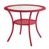 BrylaneHome Outdoor Roma All Weather Round Resin Wicker Bistro Table Patio Furniture Yard - 29 Height - Coral Orange