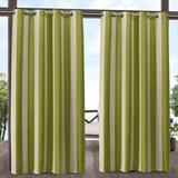 Exclusive Home Canopy Stripe Indoor/Outdoor Grommet Top Curtain Panel Pair 54 x96 Kiwi / Sand