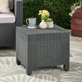 Noble House Waverly Outdoor Wicker Print Side Table in Dark Gray