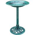 VIVOHOME 28In Height Polyresin Lightweight Antique Outdoor Garden Bird Bath Green