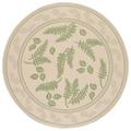 SAFAVIEH Courtyard Euler Traditional Floral Indoor/Outdoor Area Rug 6 7 x 6 7 Round Natural/Olive