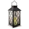 LumaBase Solar Powered Plastic Lantern with LED Flickering Battery Candle - Black Tudor