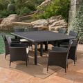 Luca Outdoor 9 Piece Wicker Square Dining Set Multibrown Beige