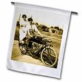 3dRose Triumph of Love Dating on a Motorcycle Magic Lantern Slide Sepia Tone - Garden Flag 12 by 18-inch