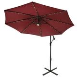 10 ft. Cantilever Umbrella with Solar Power LED Lights Red