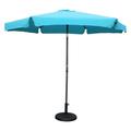 International Caravan 9 ft. Outdoor Aluminum Umbrella with Flaps Aqua Blue & Dark Grey