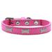 Mirage Pet 631-1 BPK10 Silver Bone Widget Dog Collar Bright Pink - Size 10