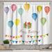 Ambesonne Festival Kitchen Curtains Watercolor Birthday 55 x39 Multicolor