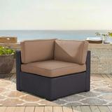 Crosley Furniture Biscayne Rattan & Fabric Corner Patio Chair in Mocha/Brown
