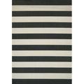 Couristan 2 x 3.5 Black and Ivory Striped Rectangular Outdoor Area Throw Rug
