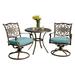 Hanover Outdoor Traditions 3-Piece Aluminum Swivel Bistro Set Ocean Blue