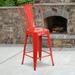 Flash Furniture Commercial Grade 4 Pack 24 High Red Metal Indoor-Outdoor Counter Height Stool with Removable Back