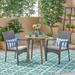 Ethan Outdoor 3 Piece Acacia Wood and Wicker Bistro Set with Cushions Gray Gray Gray