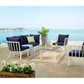 Modway Riverside 5 Piece Outdoor Patio Aluminum Set in White Navy