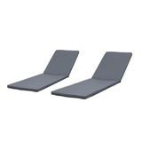 Noble House Nadine Outdoor Fabric Chaise Lounge Cushion in Dark Gray (Set of 2)