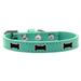 Mirage 631-4AQ20 Black Bone Widget Dog Collar Aqua - Size 20