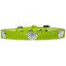 Mirage Pet 720-11 LGC18 Croc Crystal Heart Dog Collar Lime Green - Size 18