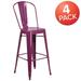 Flash Furniture 4 Pack 30 High Metal Indoor-Outdoor Barstool with Back - Kitchen Furniture Purple