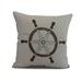 Simply Daisy 20 x 20 Ship Wheel Geometric Print Outdoor Pillow Ivory