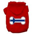 Mirage Pet 62-14 XSRD Bone Shaped Finland Flag Screen Print Pet Hoodies Red - Extra Small