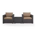 Crosley Furniture Biscayne 3 Piece Fabric Patio Conversation Set in Brown/Mocha