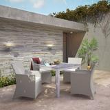 Modway Junction 5 Piece Outdoor Patio Dining Set in Gray White