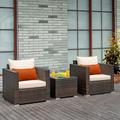 Gymax 3PCS Patio Rattan Outdoor Furniture Set w/ Cushioned Sofa Coffee Table