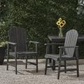 Ariel Outdoor Weather Resistant Acacia Wood Adirondack Dining Chairs Set of 2 Dark Gray Finish