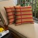 Humble and Haute Humble + Haute Sunbrella Astoria Sunset Stripe and Dupione Crimson Small Flange Indoor/ Outdoor Square Pillow Set of 2 18 in h x 18