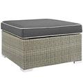 Repose Outdoor Patio Upholstered Fabric Ottoman EEI-2962-LGR-CHA