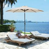 Lacoo 9 FT Beige Patio Umbrella Outdoor Market Table Umbrella with Push Button Tilt 8 Sturdy Ribs