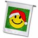 3dRose Christmas smiley face with red santa hat Happy smilie claus Green festive xmas merry jolly cartoon - Garden Flag 12 by 18-inch