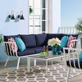 Modway Riverside 5 Piece Outdoor Patio Aluminum Set in White Navy