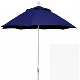 FiberBuilt Home 9 ft. Oct 6 Rib Crank White with Navy Blue Spun Poly Canopy Patio Umbrella