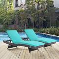 Modway Convene Chaise Outdoor Patio Set of 2 in Espresso Turquoise