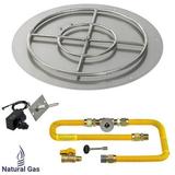 American Fireglass 30 in. Round Stainless Steel Flat Pan with Spark Ignition Kit - Natural Gas