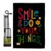 Ornament Collection GS192201-BO Smile Do Your Things Inspirational Expression Impressions Decorative Vertical 13 x 18.5 Double Sided Garden Flag Set Metal Pole Hardware