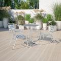 Flash Furniture Lila 4 Pack Commercial Aluminum Indoor-Outdoor Restaurant Stack Chair with Triple Slat Back and Arms