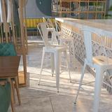 Flash Furniture Commercial Grade 30 High White Metal Indoor-Outdoor Barstool with Removable Back