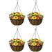 Sorbus 14 Metal Hanging Planter - 4 Pack with Coco Coir Liner for Indoor/Outdoor Decor (Black)