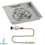 American Fireglass 18 in. Square Stainless Steel Drop-In Pan with Match Light Kit - Propane
