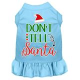 Mirage Pet Don t Tell Santa Screen Print Dog Dress Baby Blue XL