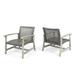 Noble House Hampton Outdoor Acacia Wood Club Chair in Gray and Black (Set of 2)