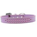 Mirage Pet Products613-07 LV-14 Two Row Bright Pink Crystal Dog Collar Lavender - Size 14