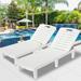 2 Piece Outdoor Chaise Loungers Patio Furniture Patio Chaise Lounge Chair with Adjustable Backrest and Retractable Tray Plastic Reclining Lounge Chair for Beach Backyard Garden Pool L4551