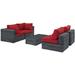 Modern Contemporary Urban Design Outdoor Patio Balcony Garden Furniture Lounge Sectional Sofa Set Sunbrella Rattan Wicker Grey Red