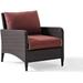 Crosley Kiawah Outdoor Wicker Arm Chair in Sangria