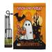 Breeze Decor BD-HO-GS-112051-IP-BO-D-US11-BD 13 x 18.5 in. Little Ghost Fall Halloween Vertical Double Sided Mini Garden Flag Set with Banner Pole